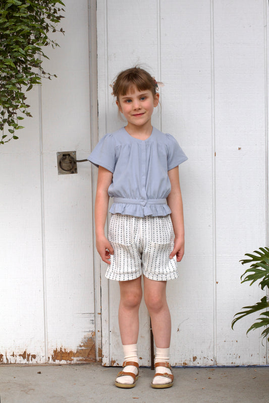 flutter blouse . bluebell