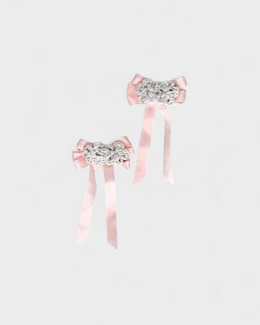 crochet flower hair clips . snowdrop tweed