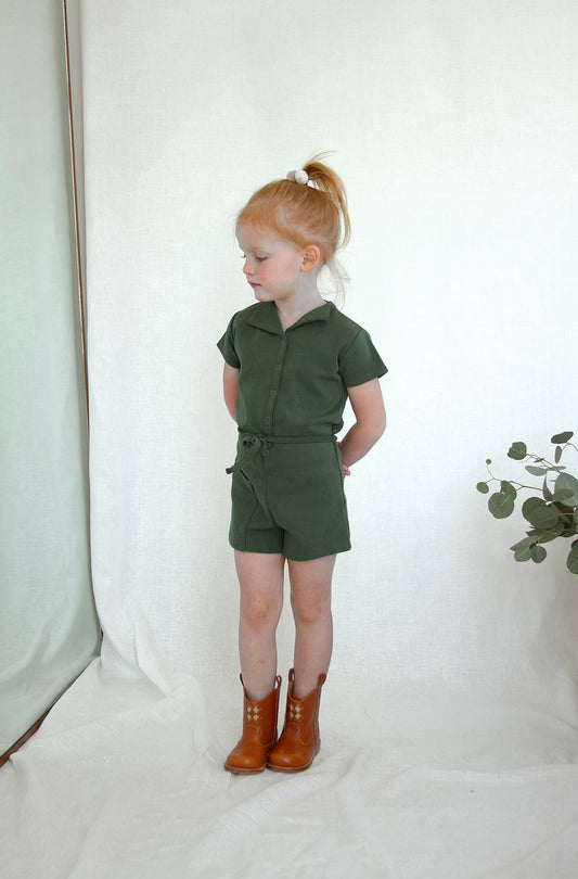 pima tie romper. garden