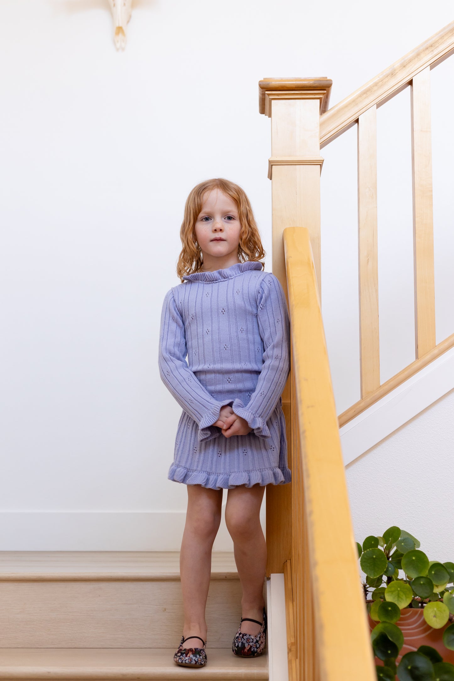 pointelle frill turtleneck . heather