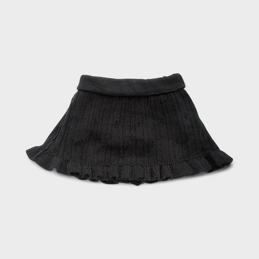 pointelle frill skirted bloomer . noir