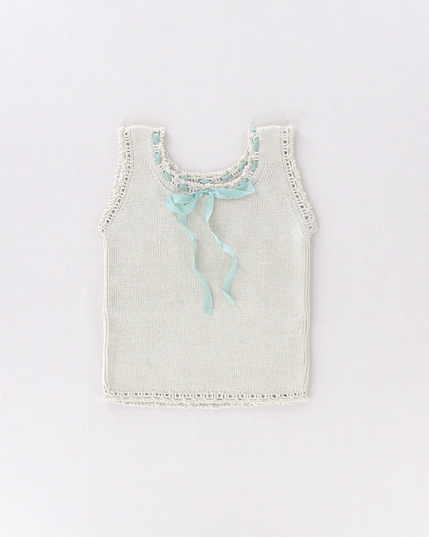 lace-edged knit top . linen