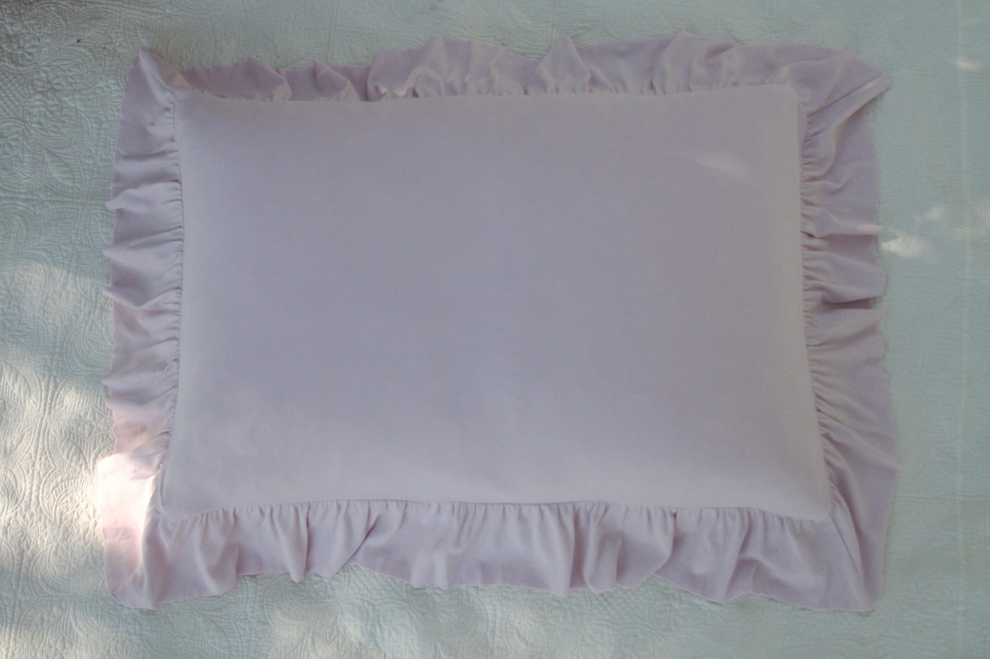 pima ruffle pillowcase . thistle