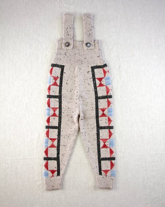 patchwork quilt suspenders. alabaster tweed