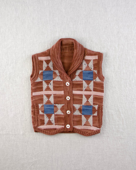 patchwork quilt button vest. gingerbread