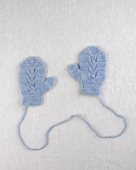 cable bobble mittens. chambray