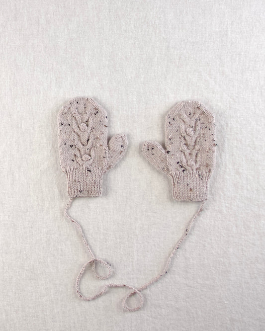 cable bobble mittens. alabaster tweed