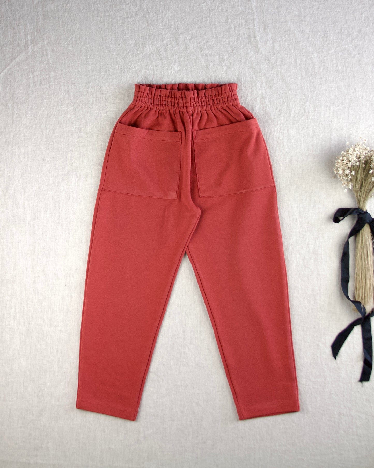 pima pocket pants. cinnabar