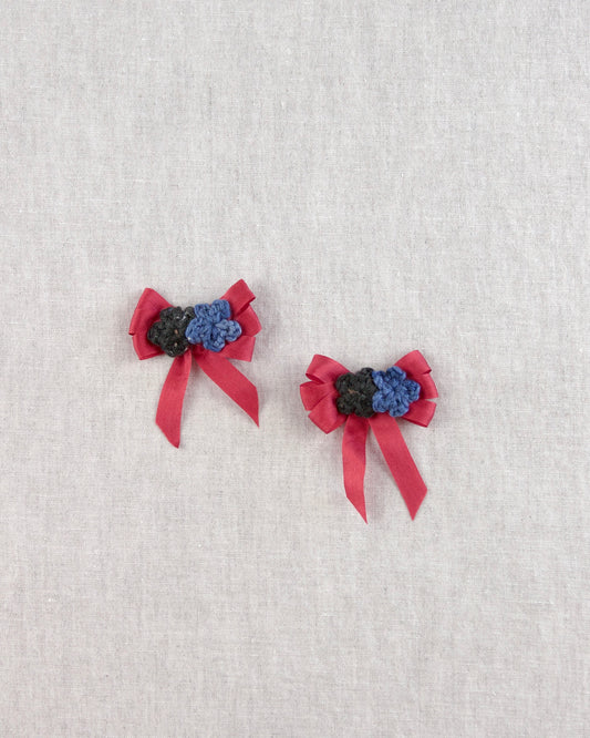 crochet flower hair clips - cinnabar