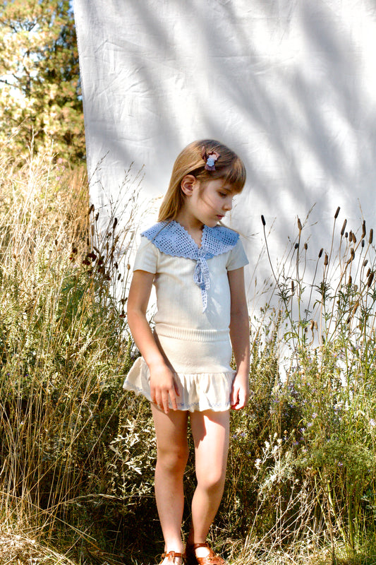 lace crochet shawl collar . bluebell