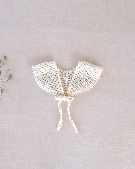 lace crochet shawl collar . natural