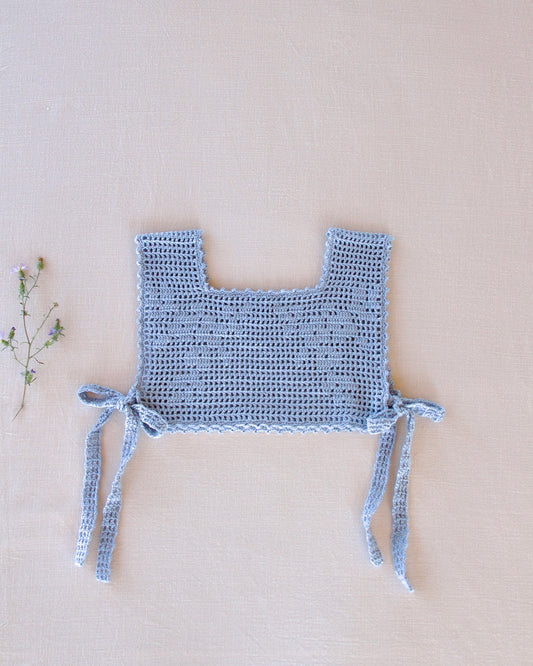 lace crochet pinny . bluebell