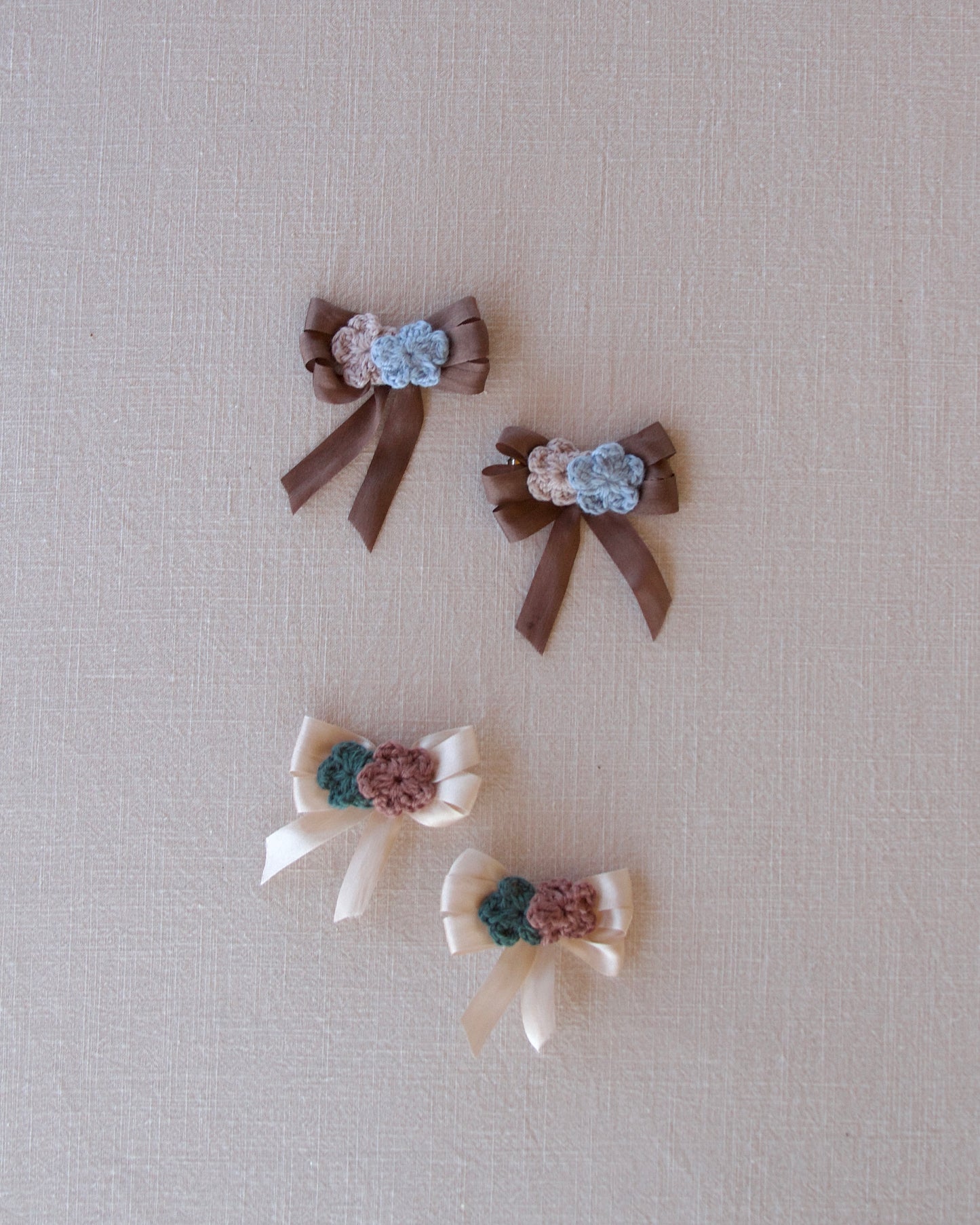 ribbon crochet hair clips . silt