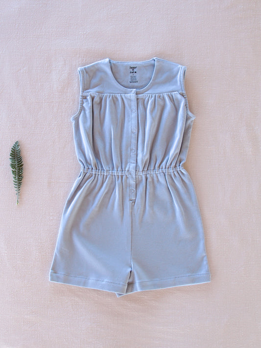 gathered romper . bluebell