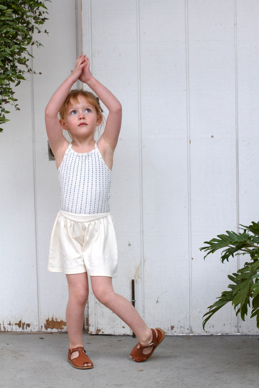 pima flutter shorts . vine pointelle