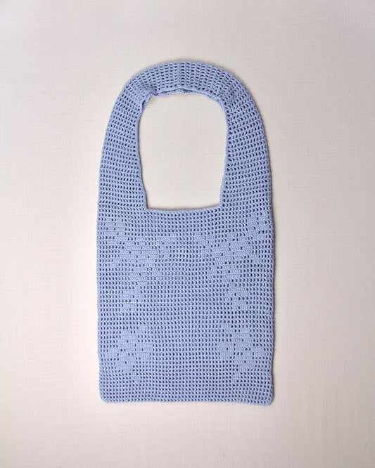 lace crochet tote . bluebell