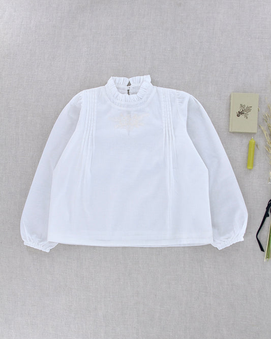 voile floral embroidered top . ivory