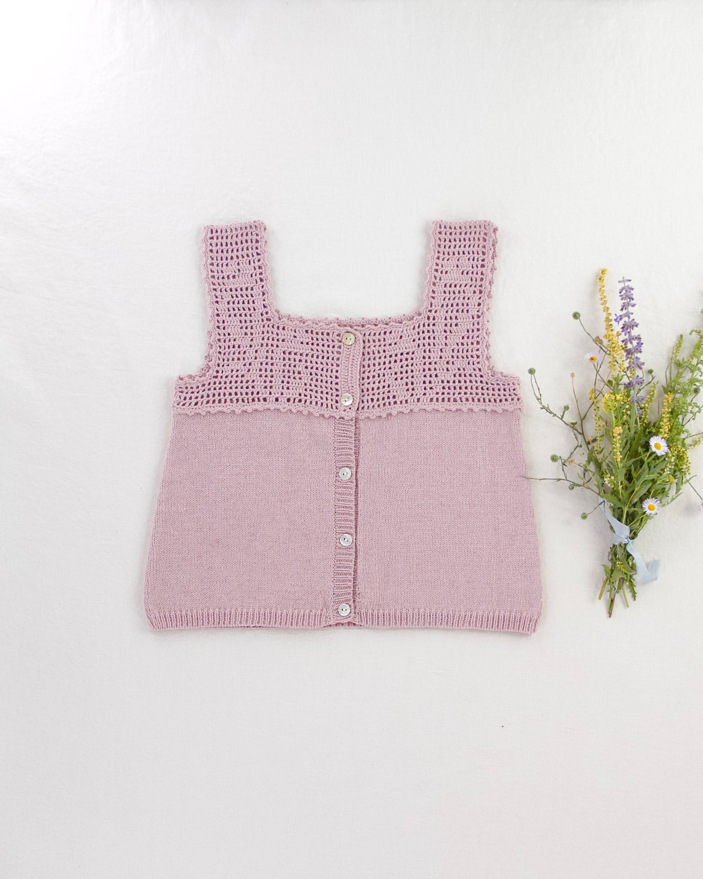 botanical crochet top . lilac