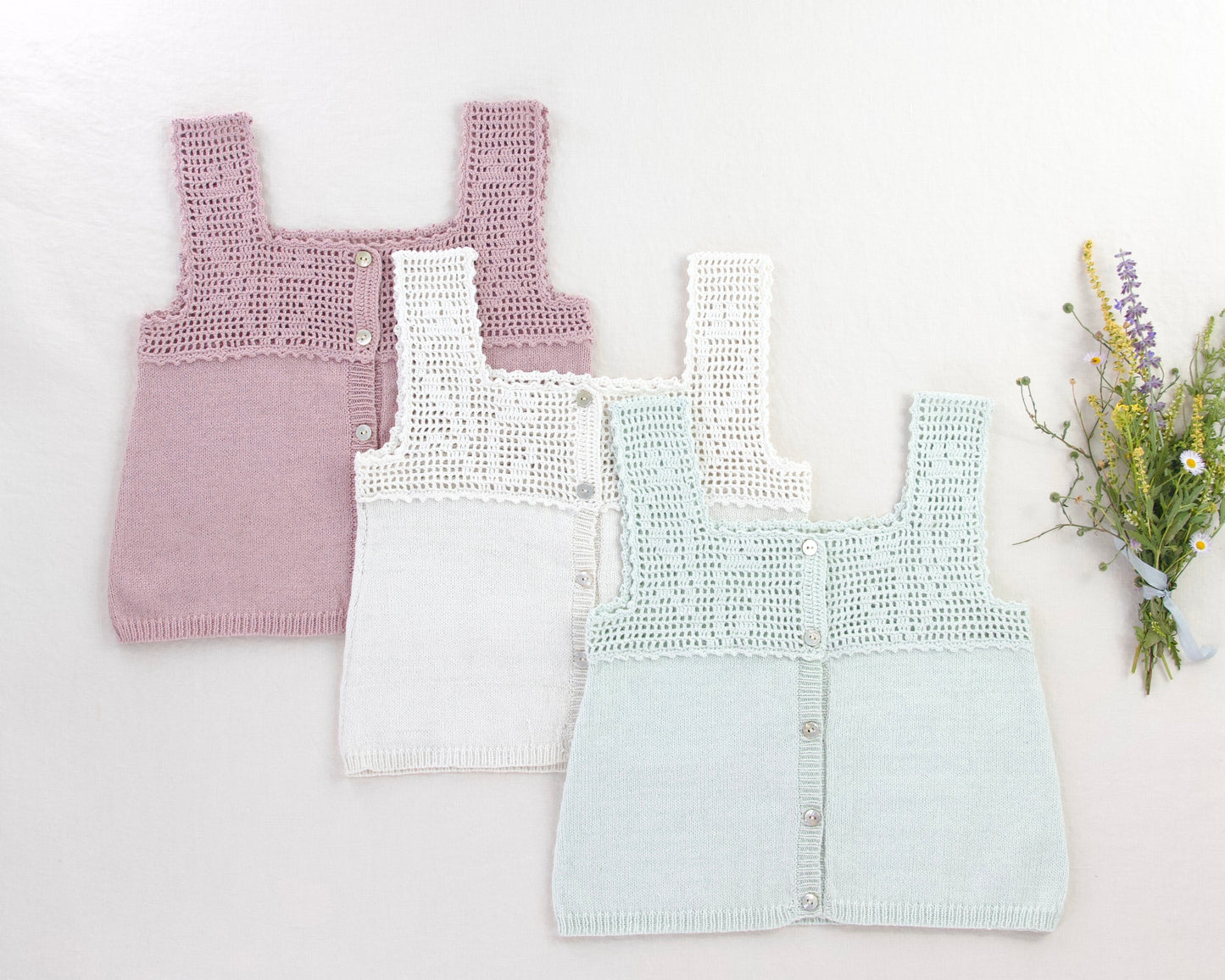 botanical crochet top . lilac