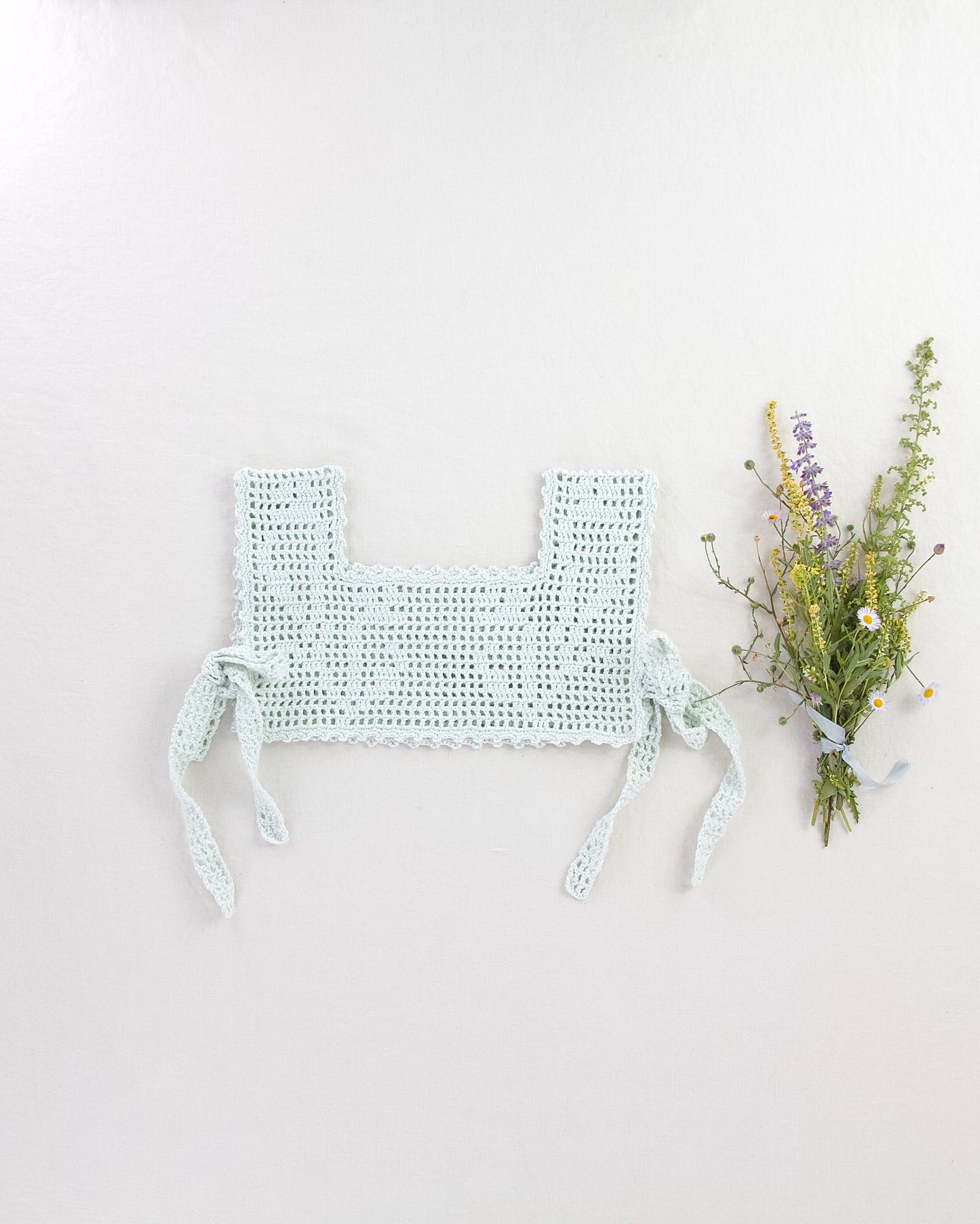 botanical crochet pinny . meadow