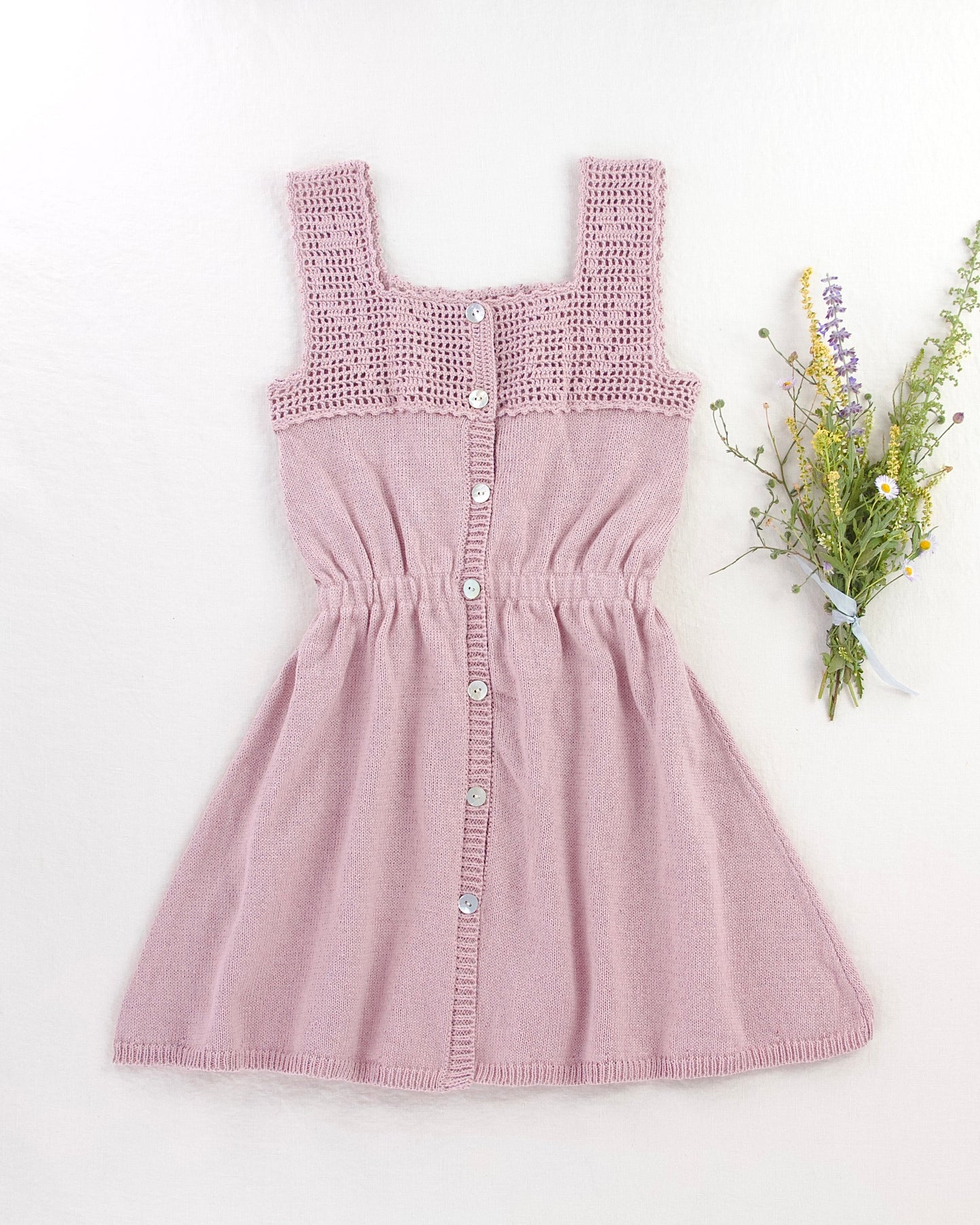 botanical crochet dress . lilac