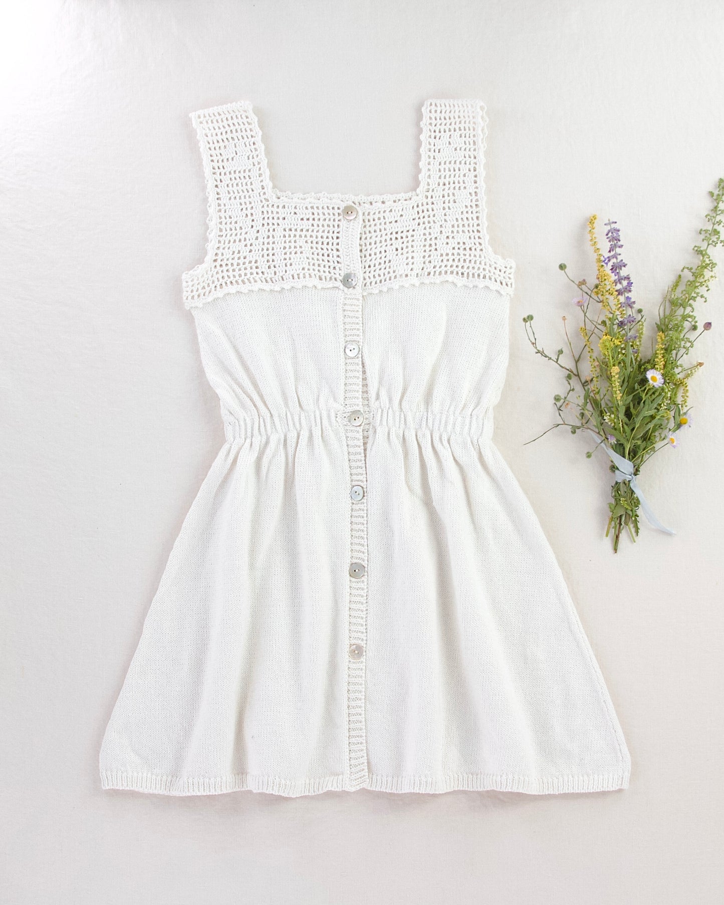 botanical crochet dress . ivory