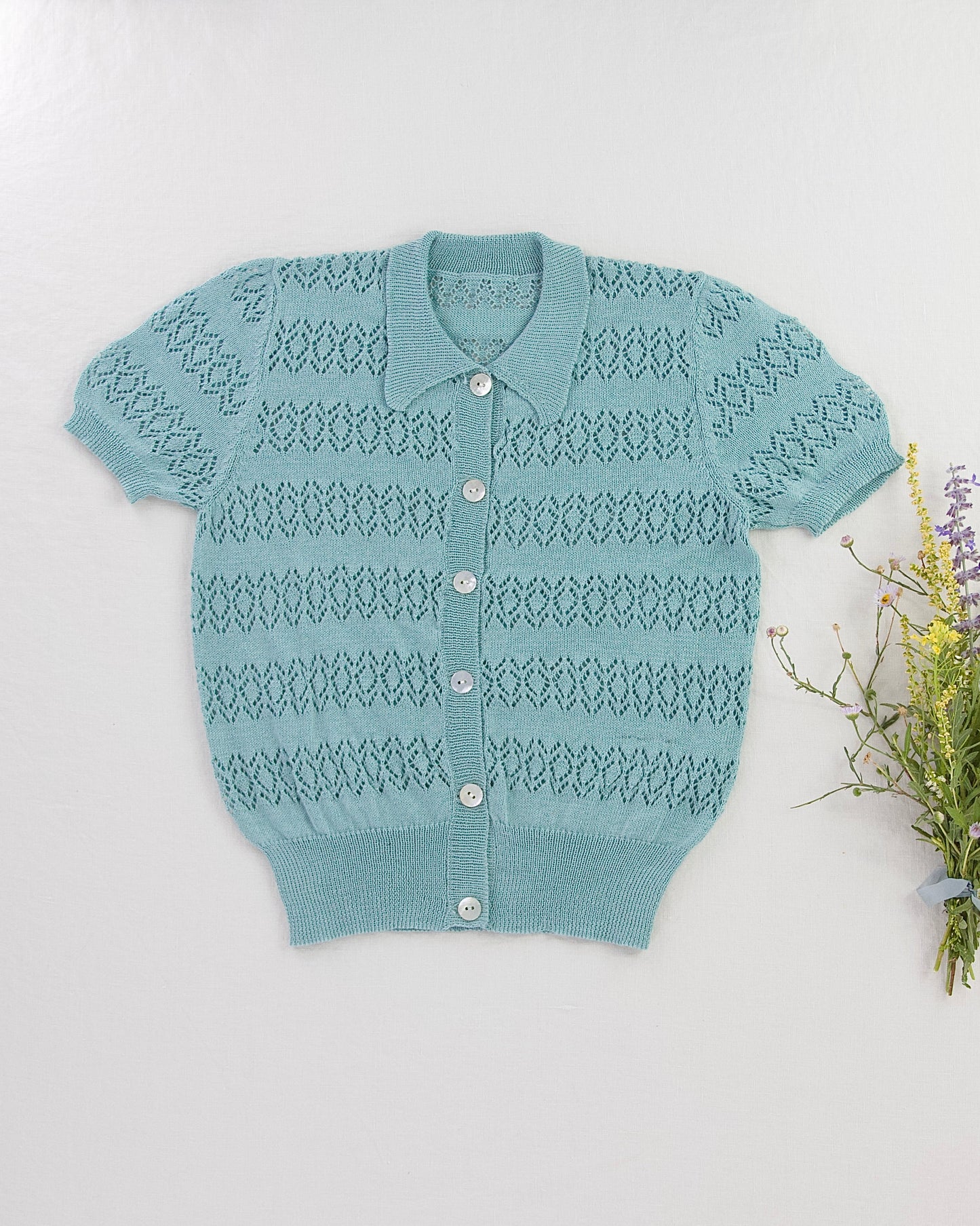 openwork lace cardigan . bluegrass