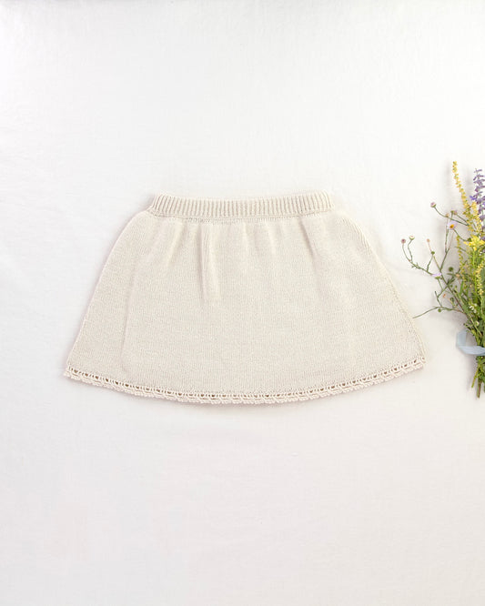 lace-edged skirted bloomer . linen