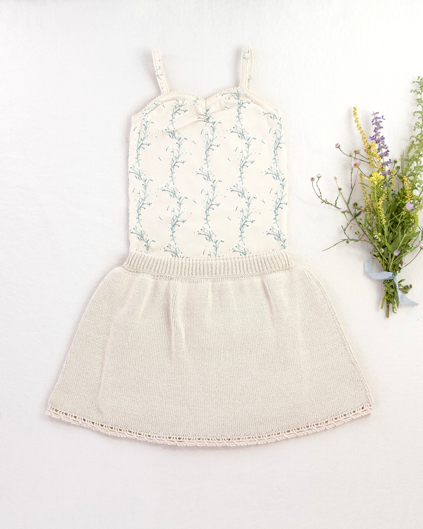 lace-edged skirted bloomer . linen