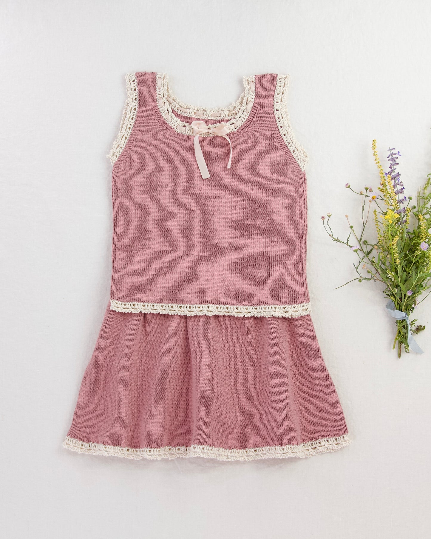 lace-edged knit top . woodrose