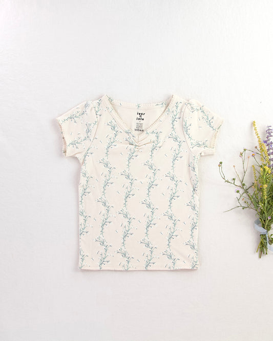 pima ruched tee . linen trellis