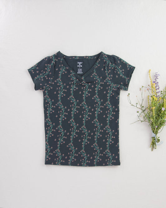 pima ruched tee . verdant trellis