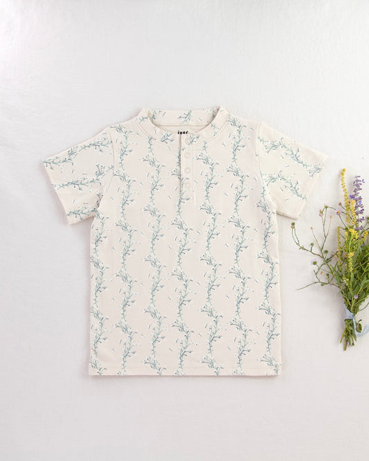 pima henley top . linen trellis