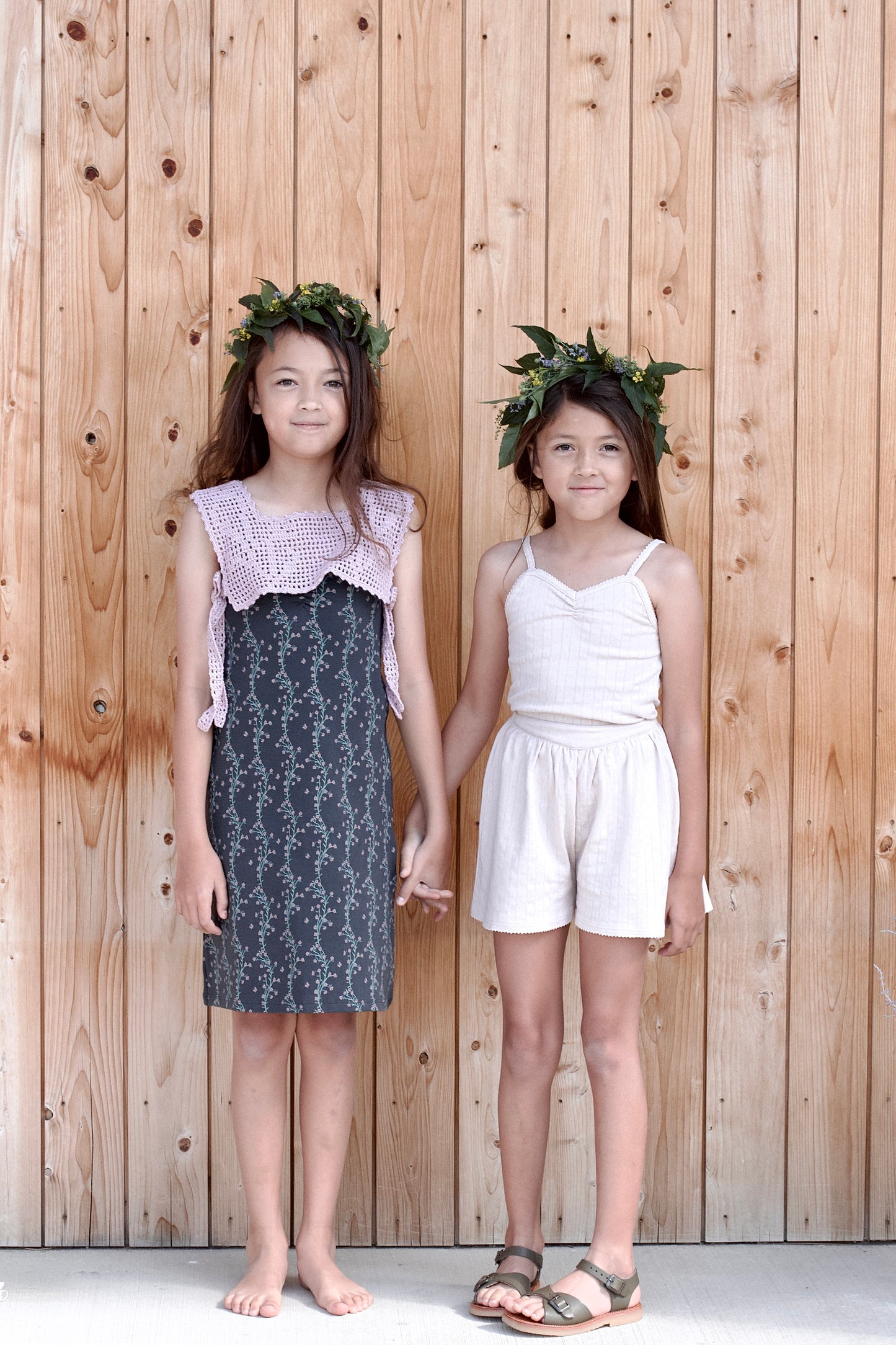 botanical crochet pinny . lilac