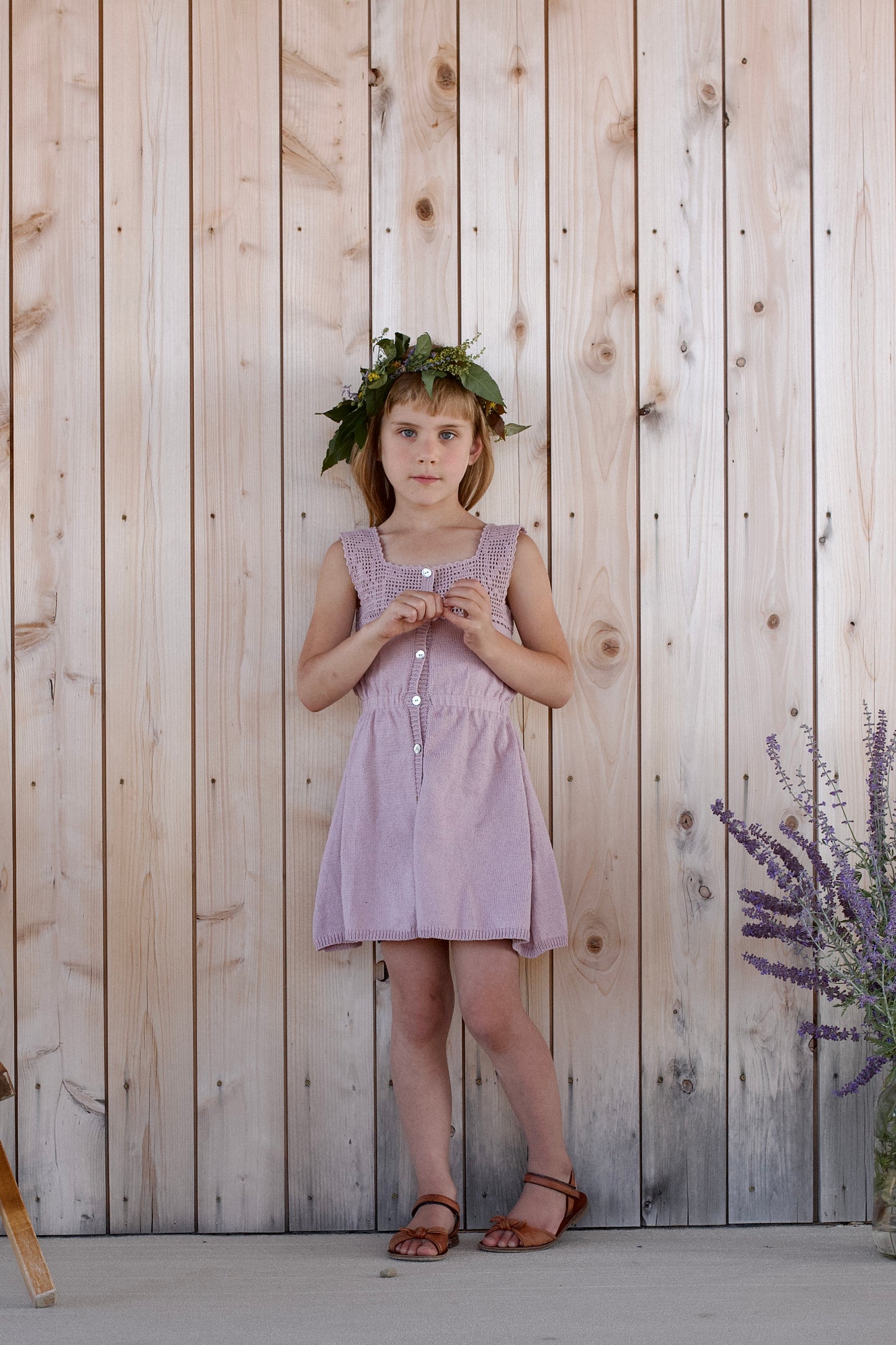 botanical crochet dress . lilac