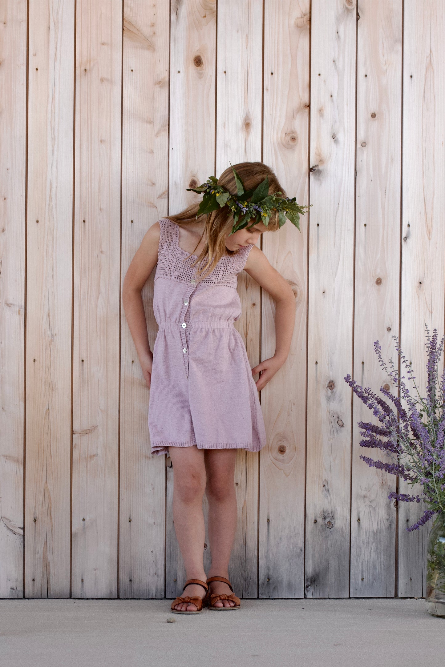 botanical crochet dress . lilac