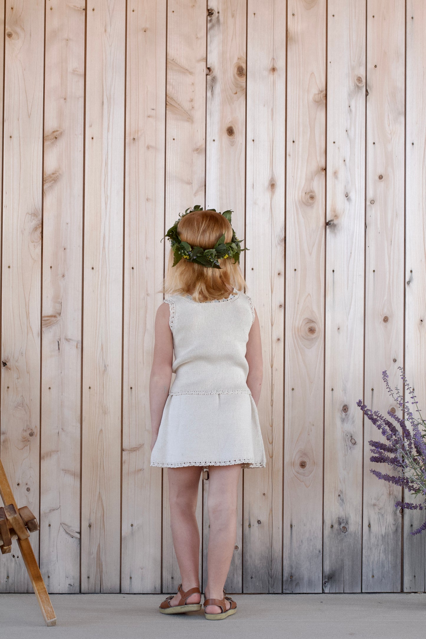 lace-edged skirted bloomer . linen