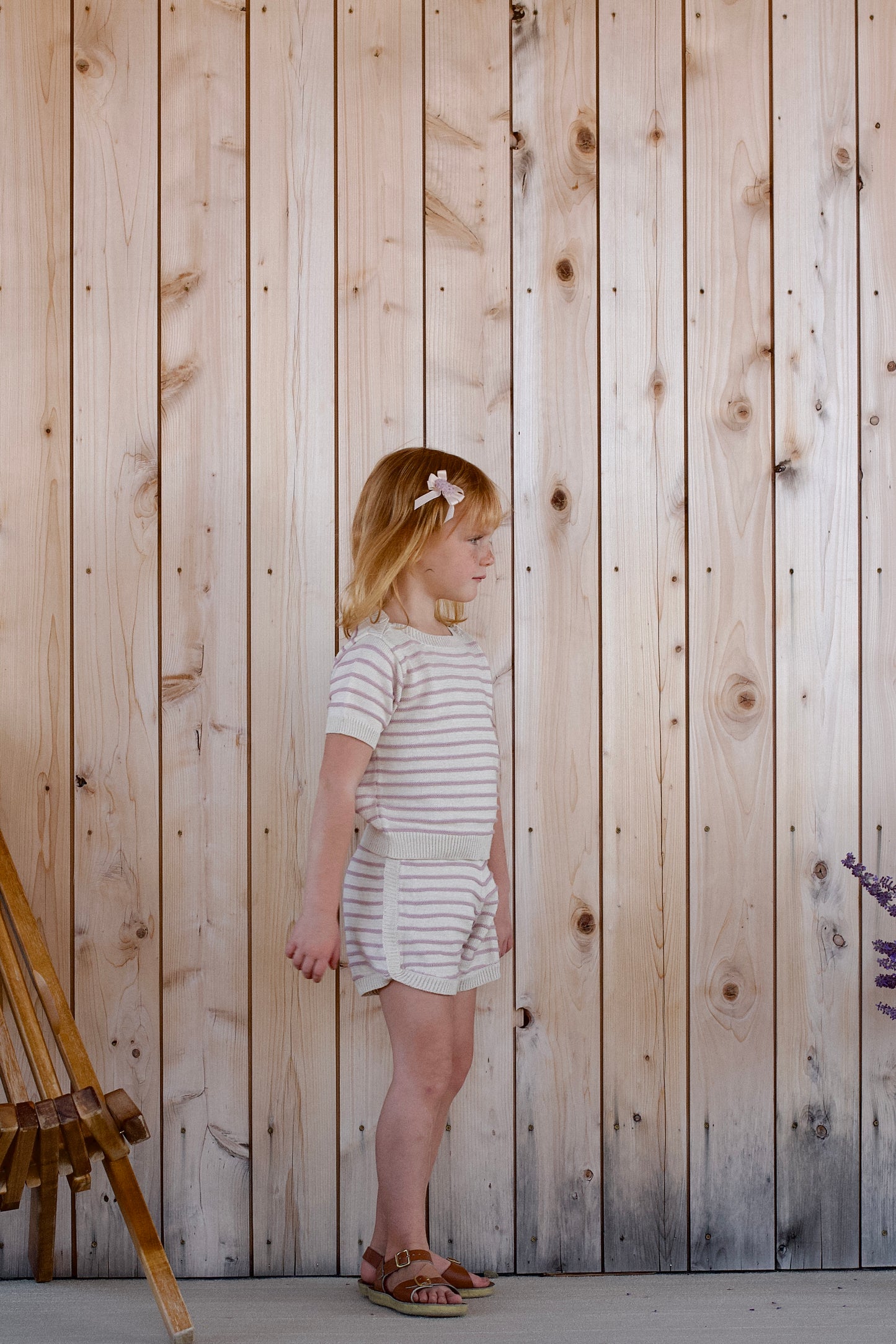 floral crochet hair clips . lilac / linen