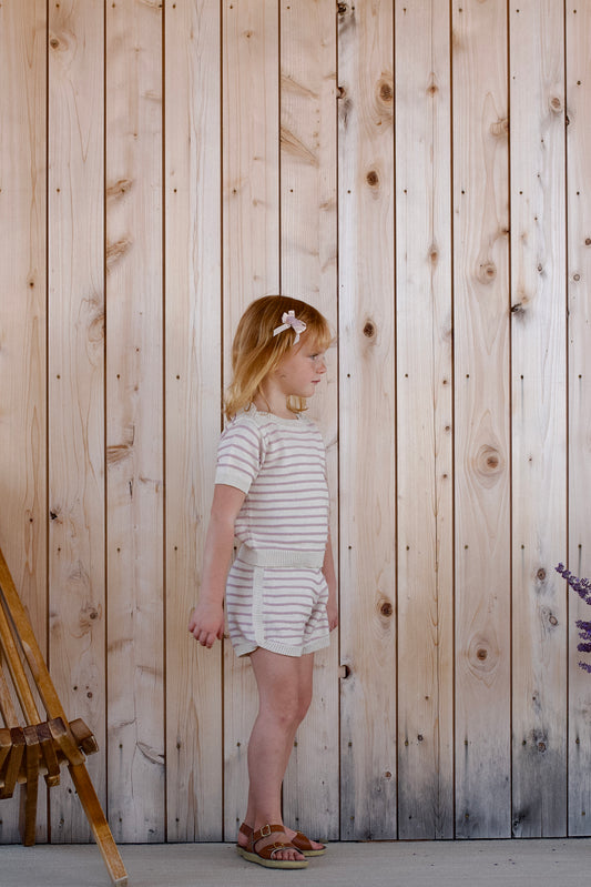floral crochet hair clips . lilac / linen
