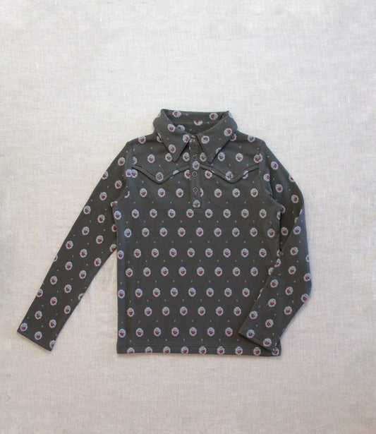 pima western polo. coal cameo floral