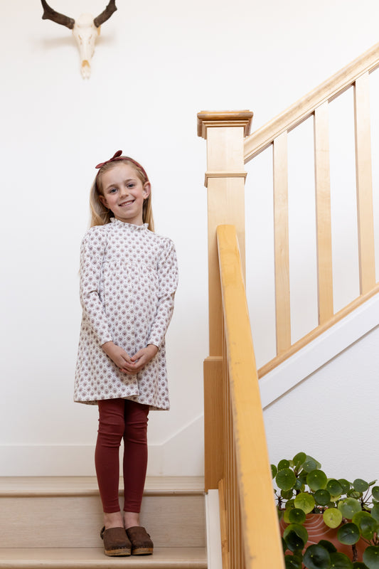 pima frill-neck dress . cameo