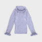 pointelle frill turtleneck . heather