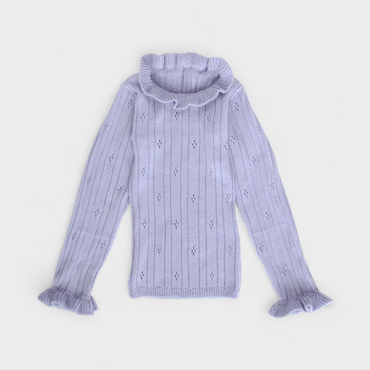 pointelle frill turtleneck . heather