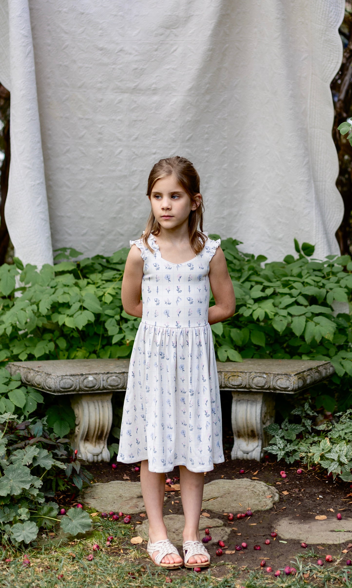 pima frilled dress . garden windowpane
