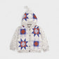 patchwork quilt hooded jacket . cobalt