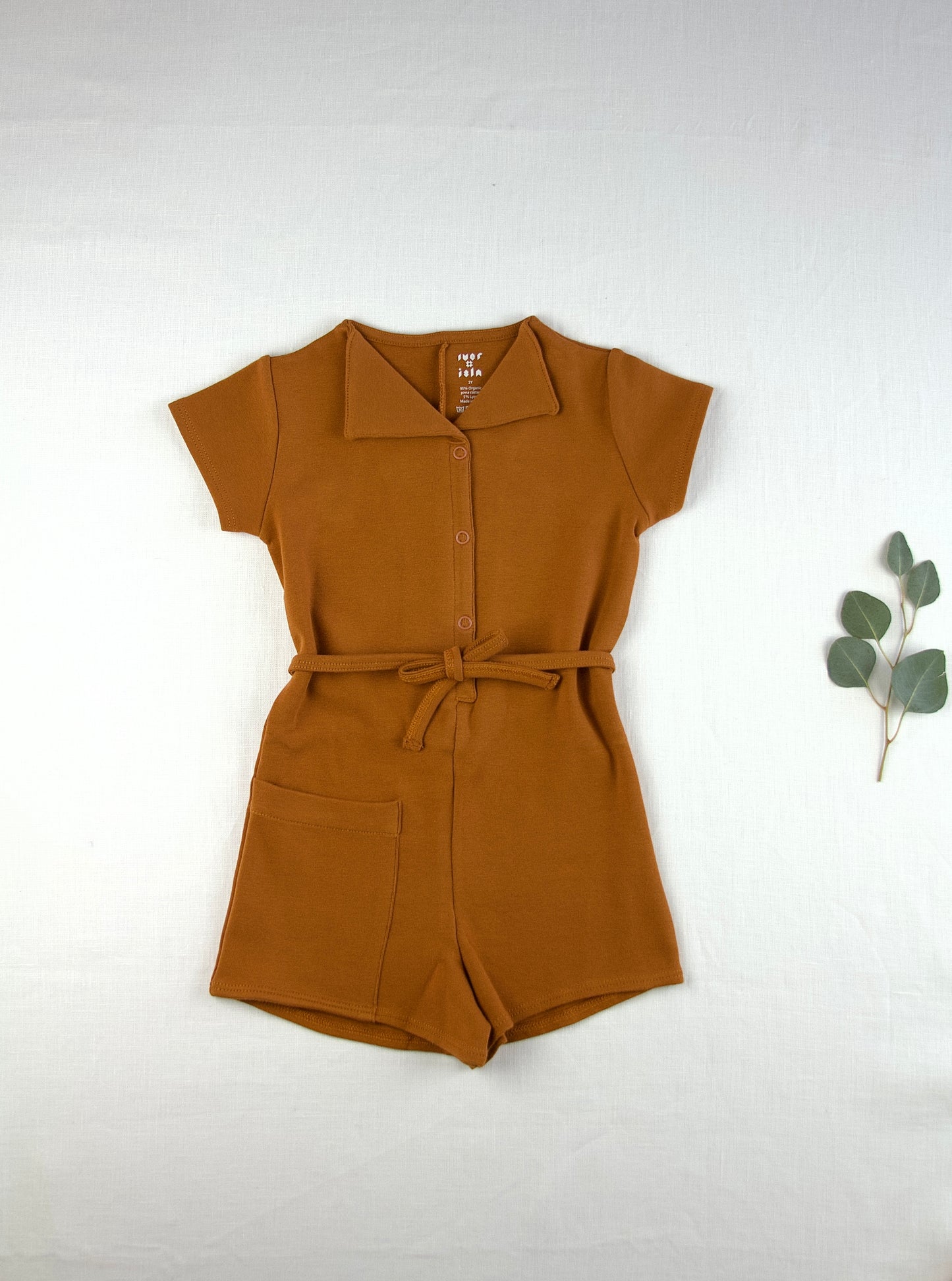 pima tie romper. acorn