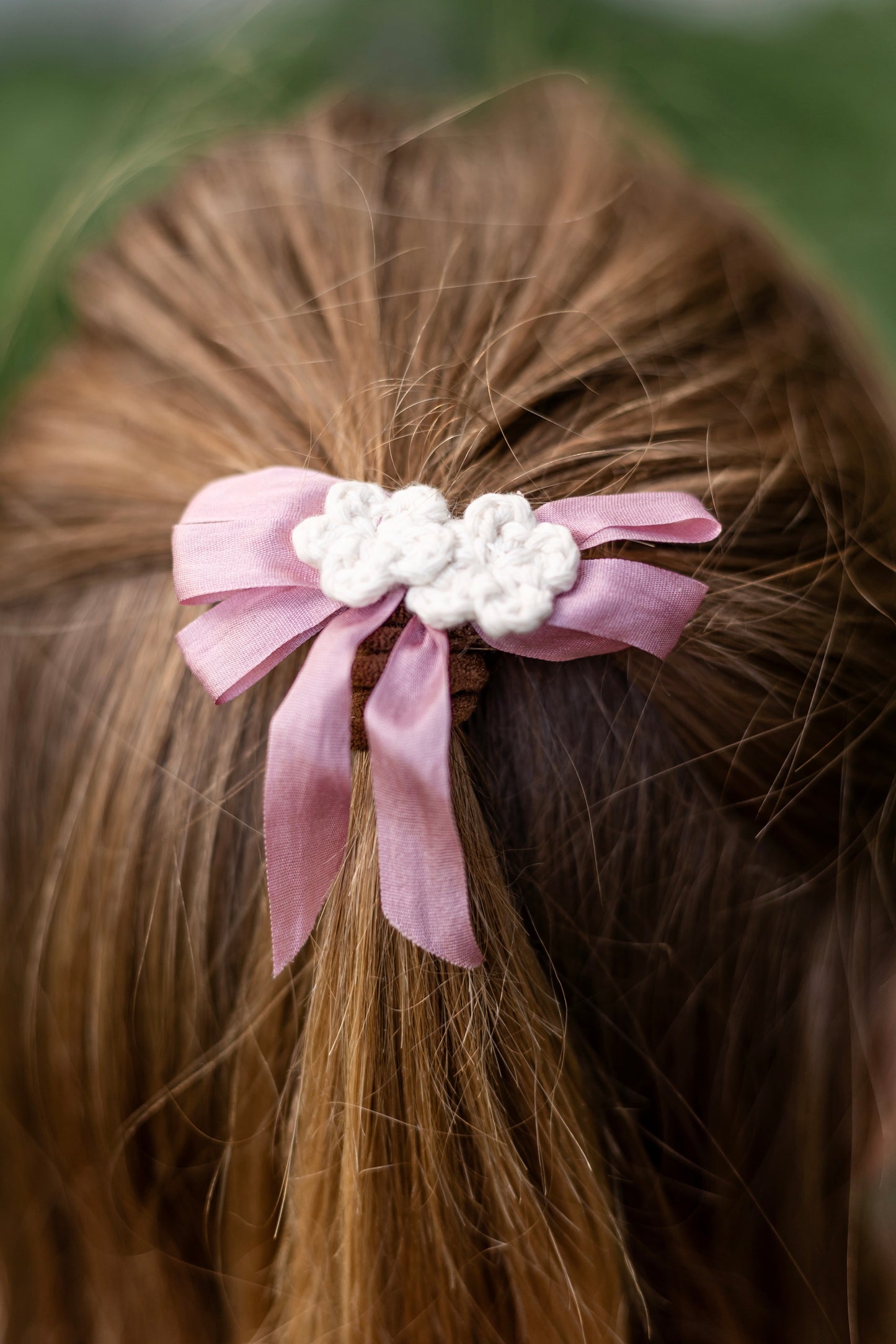 floral crochet hair tie . orchid