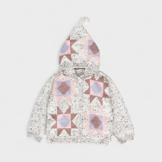 patchwork quilt hooded jacket . blush