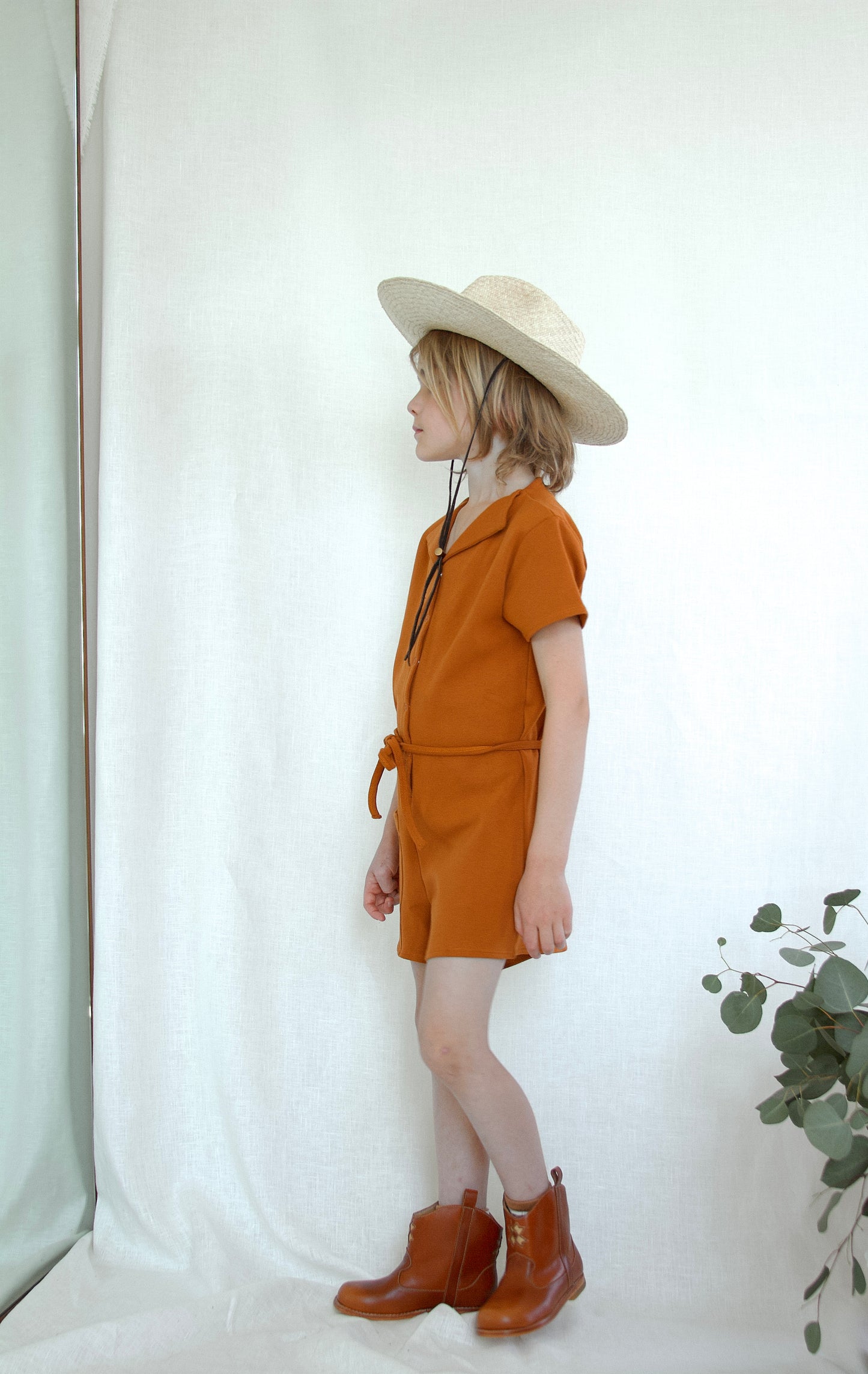 pima tie romper. acorn