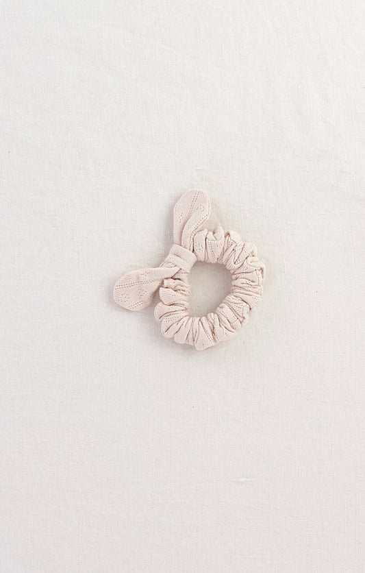 bow scrunchie . alabaster pointelle